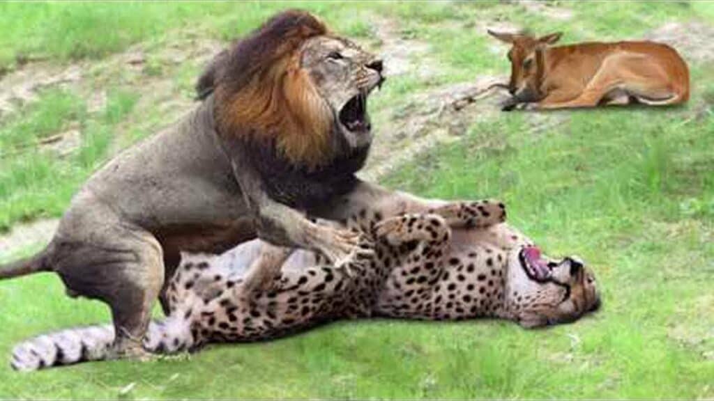 Lion eats Cheetah