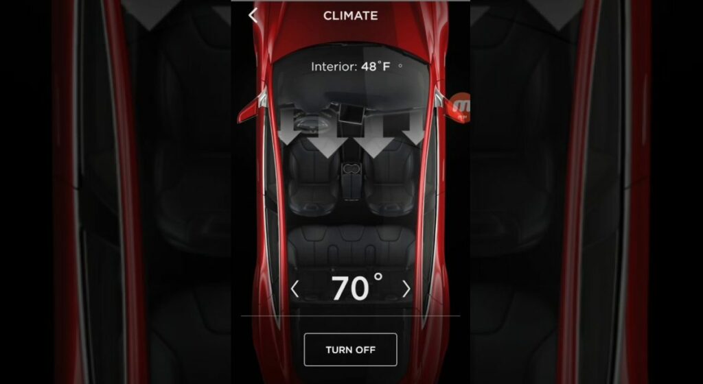 Climate Control Setting - Tesla Car
